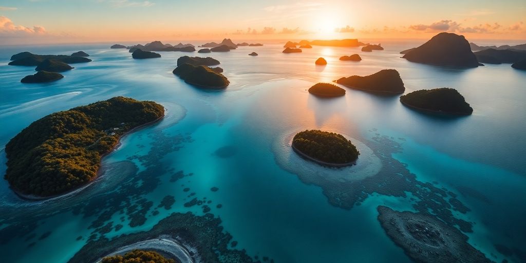 Aerial view of Raja Ampat's stunning tropical landscape.