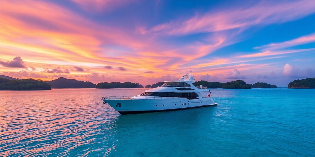 Luxury yacht in Raja Ampat's stunning tropical waters.